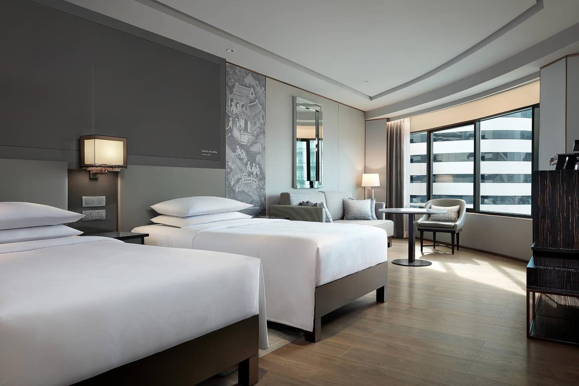 Twin Beds Room with City View