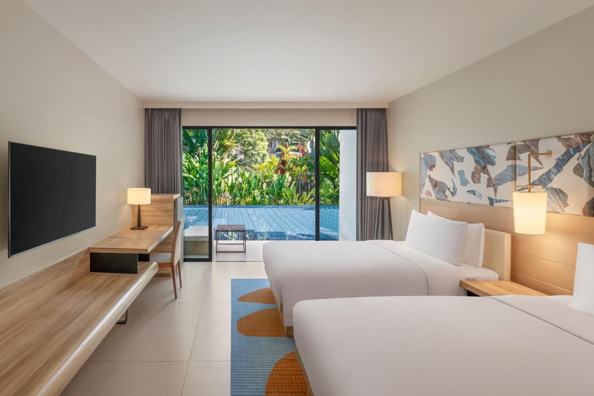 Premium Double Room with Two Double Beds and Pool Access