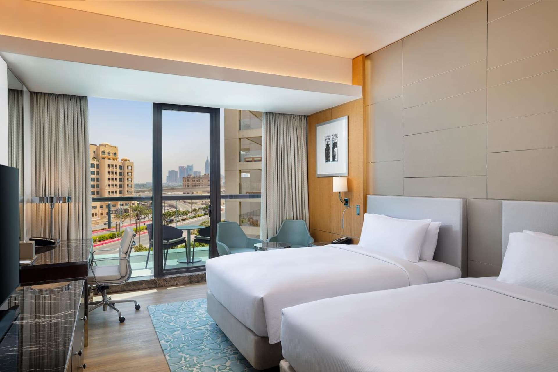 Two Double Beds Guest Room with Balcony